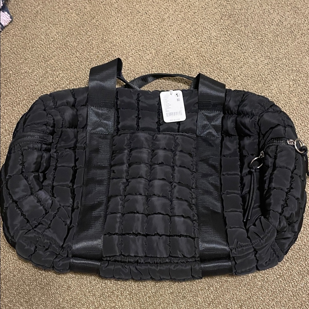 Free People Black Quilted Travel Bag